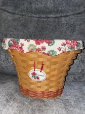 Longaberger 2002 May Series Geranium Basket  with Liner, Protector, and Tie-On