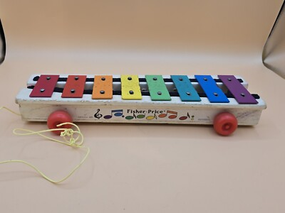#ad Vintage 1964 Fisher Price Pull A Tone Xylophone Toy WORKS $9.34