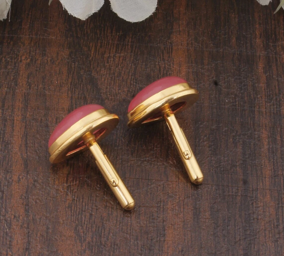 天然粉红色玉宝石 925 纯银袖扣男式特别礼物 — 第 4/4 张图片