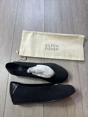 Eileen Fisher Canvas Flats Slip On M Women's Black Designer