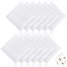 Handkerchiefs for Men, 100 Soft Cotton White Hankies, Classic Reusable 12