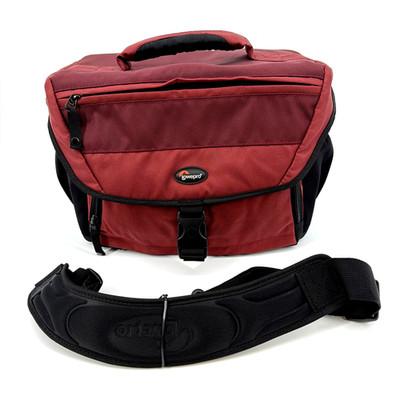 Lowepro Nova 190 AW Camera Bag Black Bordeaux Red Shoulder Strap Waterproof