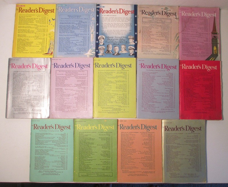 Readers Digest 1944 1945 1946 Lot of 14 Magazines WWII