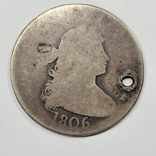 1806 Draped Bust Quarter 25c Early US Silver Coin Holed See Pics Circulated *V9