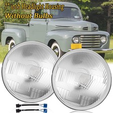 For Ford F1 1948-1952 Pair 7 Inch Round Led Headlight H4 High Low Beam Housing