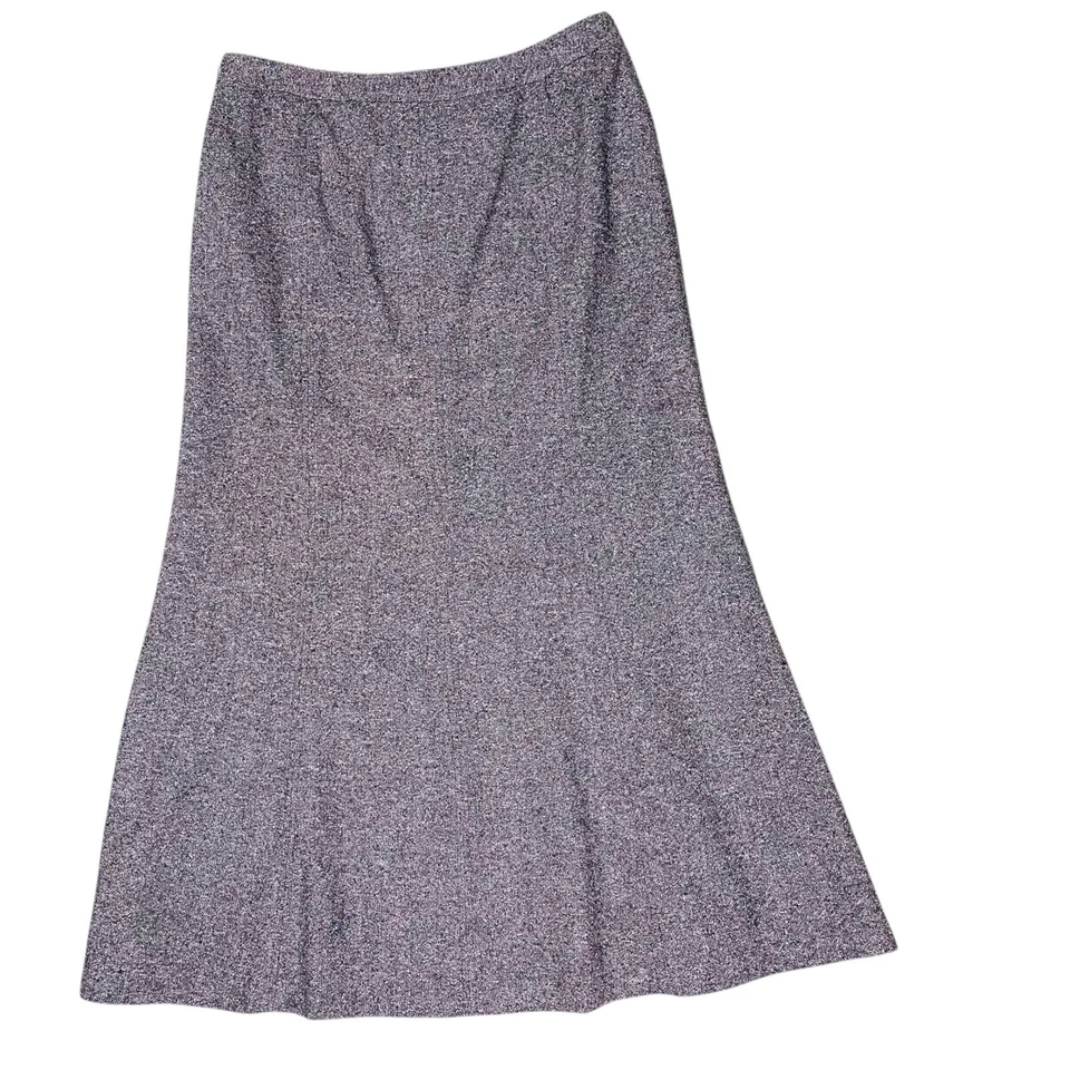 Saia de lã JONES NEW YORK midi tweed 12 grande linha A alargamento academia escola - Imagem 3 de 4