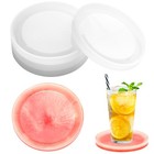 Moule Resine Epoxy, 4 Pièces Coaster Moule Silicone Rond, Lavable et Réutilis...
