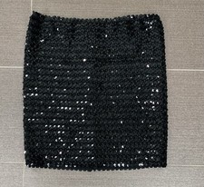 Black Sequin Mini Skirt - Stre - Holiday Party Cocktail Party Skirt Glam MEDIUM