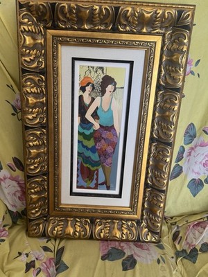 Itzchak Tarkay A Dignified Friendship Serigraph Print Women Framed Portrait 2021