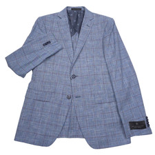 John Varvatos Bond-JF Sport Coat Mens 38R Slim Light Blue Plaid Blazer Jacket