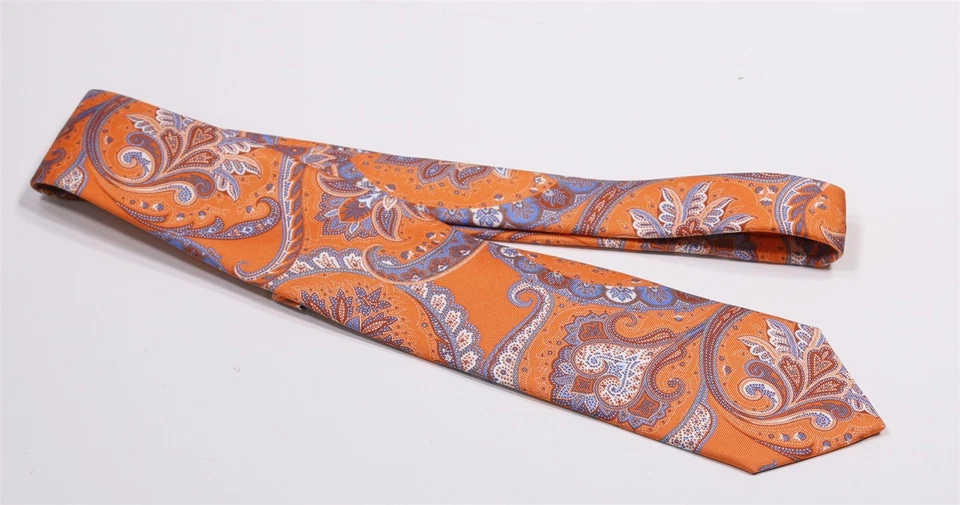 Corbata Marchesi di Como Naranja Azul Paisley Seda Foto 2 de 4