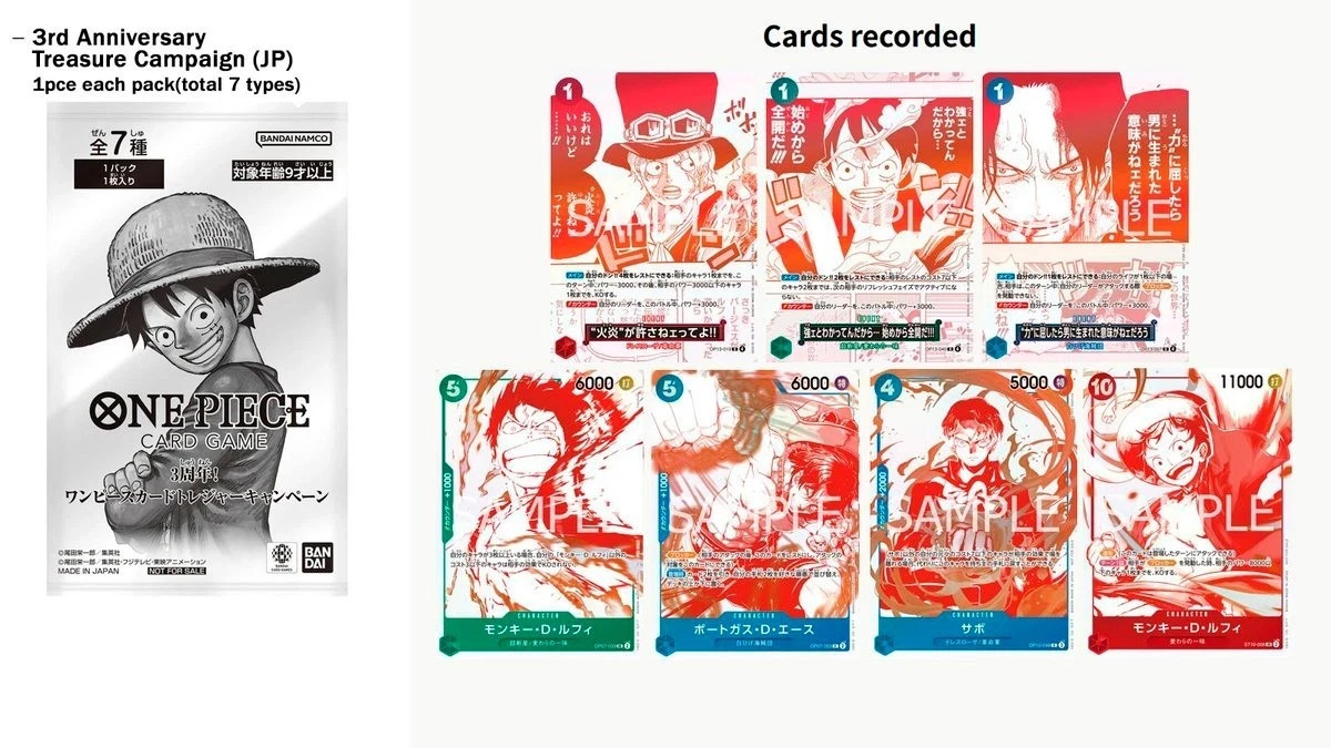 ワンピース　Anniversary Special Cards 3枚セット ONE PIECE Card Game ~ 3rd Anniversary Promo Pack | eBay