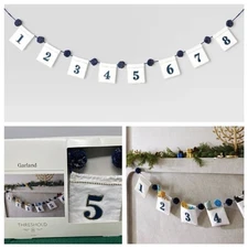 Holiday Garland Threshold 8 Nights of Hanukkah Banner 6' New Gift Pockets Mantel