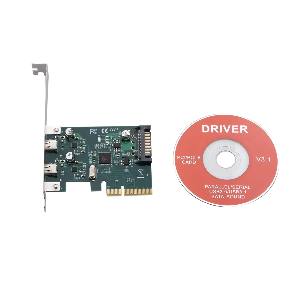 PCI-E 4x Express to USB 3.1 USB-C Type C Dual Port Add on Riser Expansion Card h - Image 4 of 4