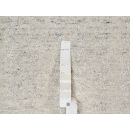 Alfombra de corredor de lana natural con diseño de rayas verticales marfil de 2'6"x12' R91669 - Imagen 4 de 8