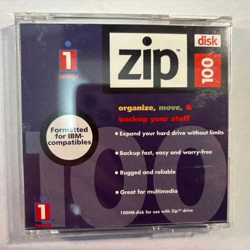 Iomega Zip 100 Disk IBM Formatted Single Disk With Hard Case  FREE SHIPPING