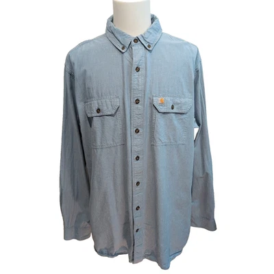 Chemise Carhartt 2XL Tall bleu clair Relaxed Fit coton workwear - Photo 1/4