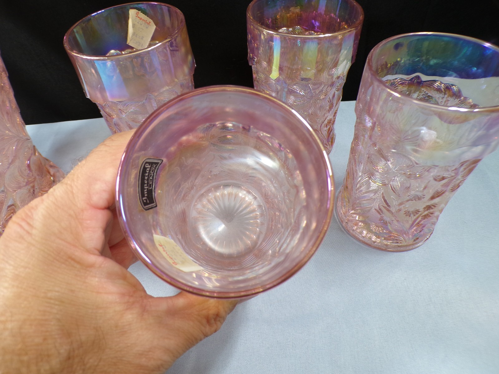 Imperial Pink Carnival Tiger Lily Water Set - Pitcher & 4 Tumblers