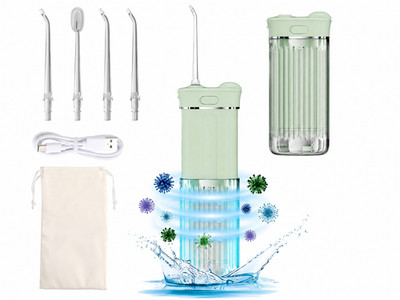 TRAVEL WATER FLOSSER   MINI PORTABLE ORAL IRRIGATOR W/ TELESCOPIC TANK, 4 NOZZLE