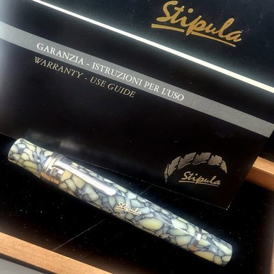 STIPULA LEONARDO DA VINCI CAPLESS -CELLULOID & SILVER 925-18K GOLD NIB-NEW-BOX