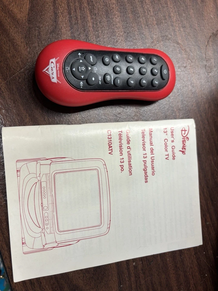 Disney Cars Lightning McQueen C1310ATV CRT TV with Remote And Instructions Works - Image 4 of 4