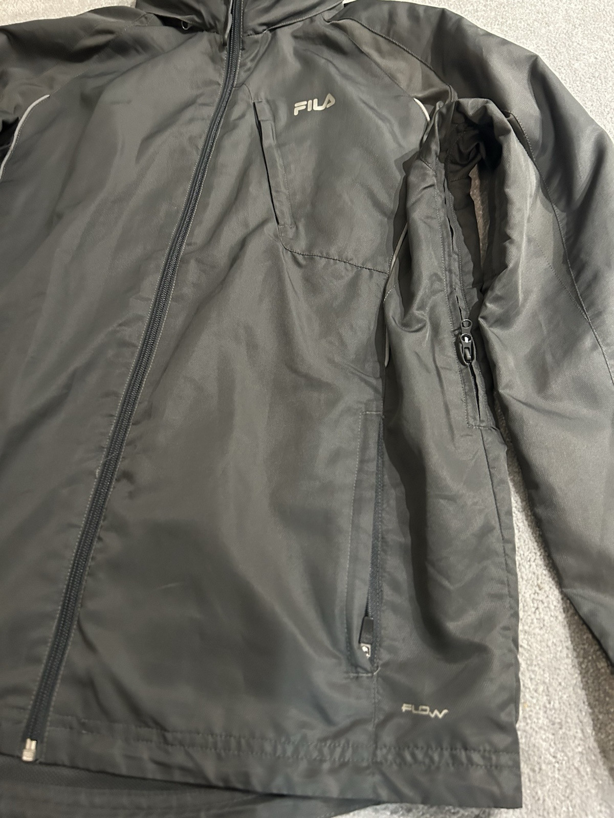 Giacca a vento Fila uomo retrò grigio conchiglia cappuccio pieghevole