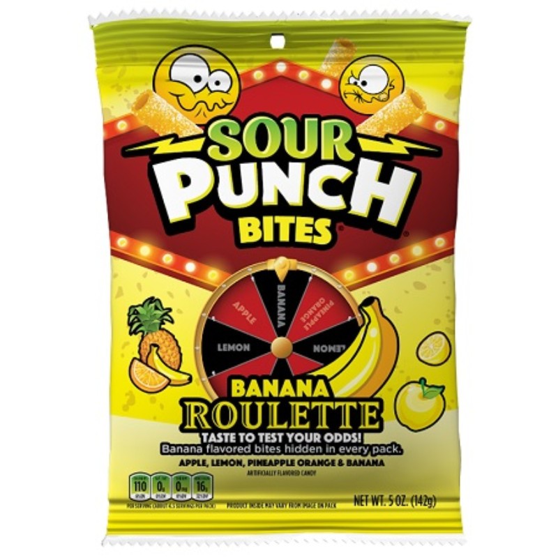 12x Sour Punch Bites Banana Roulette Bulk Candy Treats New Sealed Fresh 5oz 7390₽