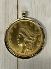 Vintage Kellog & Co Gold Tone Replica 1854 Liberty Coin Pendant