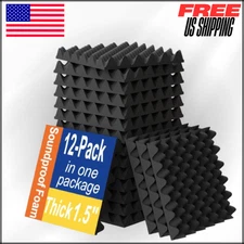 Sound Proofing Egg Crate Foam Padding 1.5"X12"X12", Fire Retardent Panels, 12 Pc