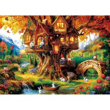 Magic Fairy Forest Treehouse Puzzles for Adults 1000 Pieces, Fall Elf Tree Ji...