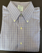 Brooks Brothers 346 Dress Shirt Mens 16 - 34/35 Slim Fit Purple Plaid All Cotton