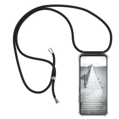 Für Xiaomi Redmi Note 10 / 10S Handyhülle Umhängen Kordel Tasche Kette Schwarz
