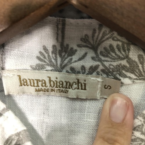 Laura Bianchi Vest Top Women Small Linen Sleeveless Collared Floral Italy Crop - Picture 3 of 11