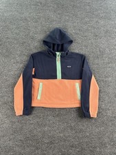 Patagonia Kids Microdini Cropped Hoody 1/2 Zip Pullover Large Navy Orange