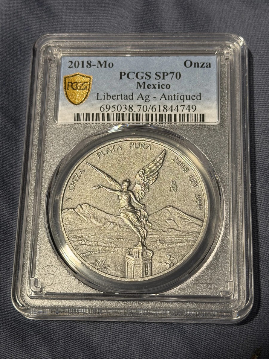2018-Mo Mexico 1 Onza Libertad Antiqued World Coin PCGS SP70