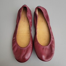 Tieks Burgundy Leather Women Slip On Round Toe Ballet Flats Size 8