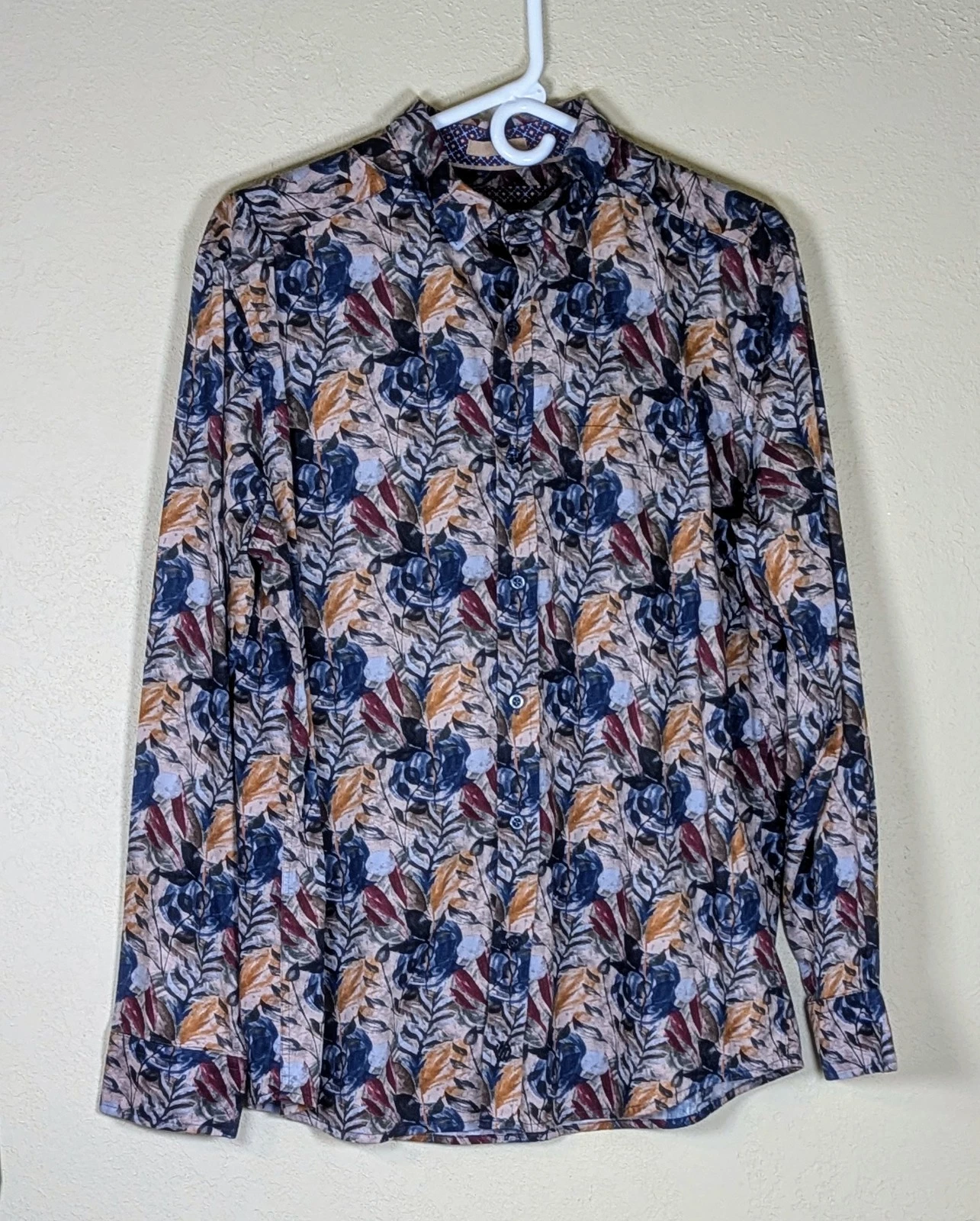 Johnston & Murphy Mens Shirt Size Medium Floral Button Up Long Sleeve Cotton