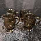 Vintage 4 Set Anchor Hocking Footed Mugs Amber Brown Glass Coffee Tea Mugs16 oz