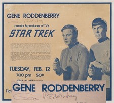 Signed Gene Roddenberry Poster Star Trek Creator Autographed Auto BAS Beckett