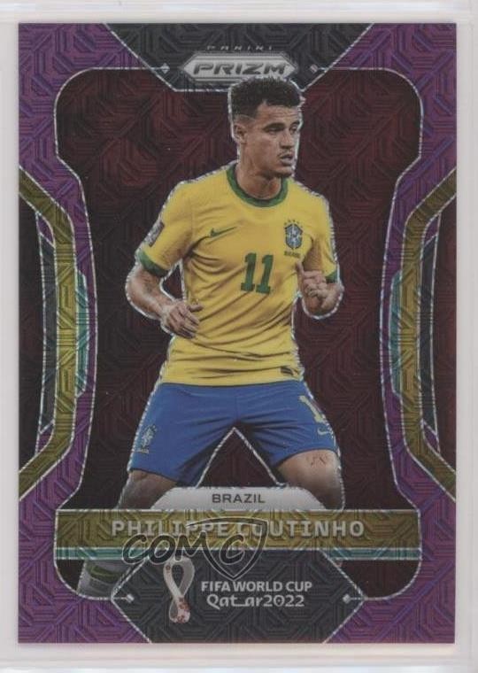 2022 Panini Prizm World Cup Qatar Purple Mojo 4/49 Philippe Coutinho #33 0ms6