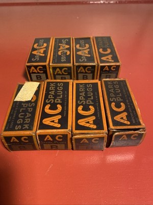 1920 's  AC TYPE B SPARK PLUG LOT OF (8) NOS IN BOXES