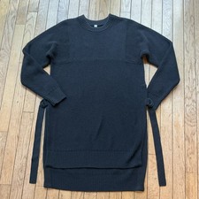 Athleta Black Tunic Chunky Sweater Tunic Dress Cotton Blend Side Vent Size S