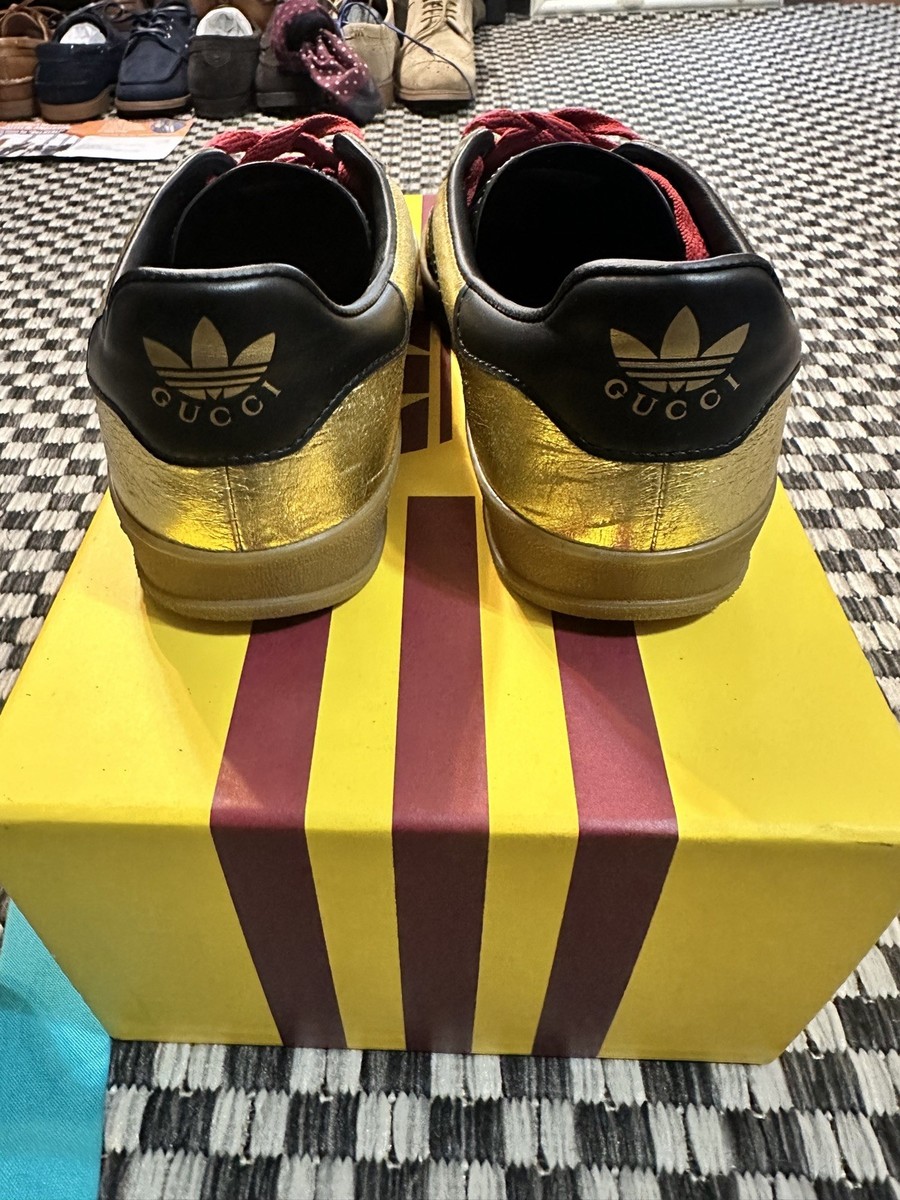Adidas x Gucci Gazelle Metallic Gold Size 8 Men's Sneakers with