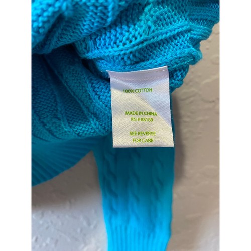 Lilly Pulitzer Blue Cable Knit Crew Neck Sweater XS Preppy Colorful - Picture 6 of 7