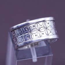 Size 6.5, vintage Sterling silver handmade ring, 925 textured band, open end