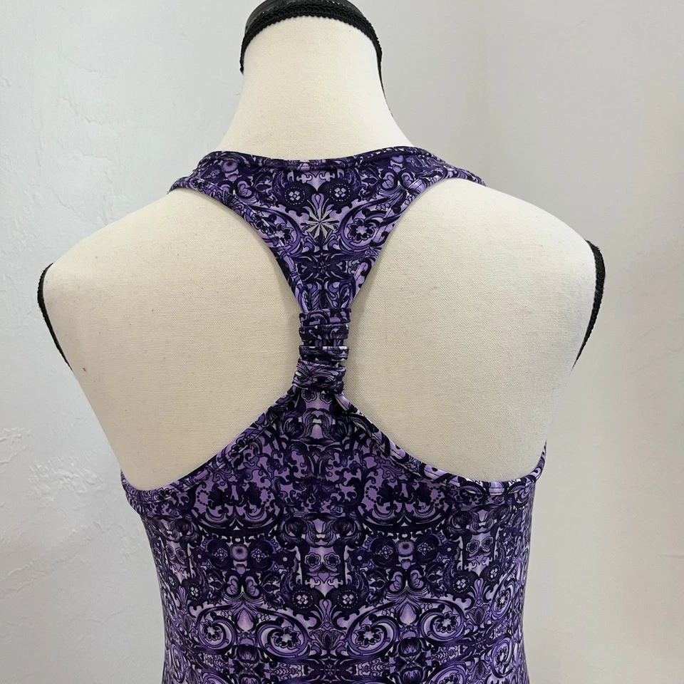 Athleta women's tank top Shelf Bra yoga tennis running Size S Purple Print - Image 4 of 4
