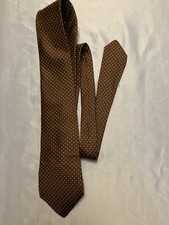 Vintage Strathmore Men  s 100 Silk Tie Brown  Tan Polka Dot