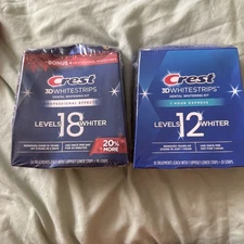 Set Of 2 Crest 3D Whitestrips Levels 12 + 18 Whiter , 20 + 48 Strips , Exp:2026