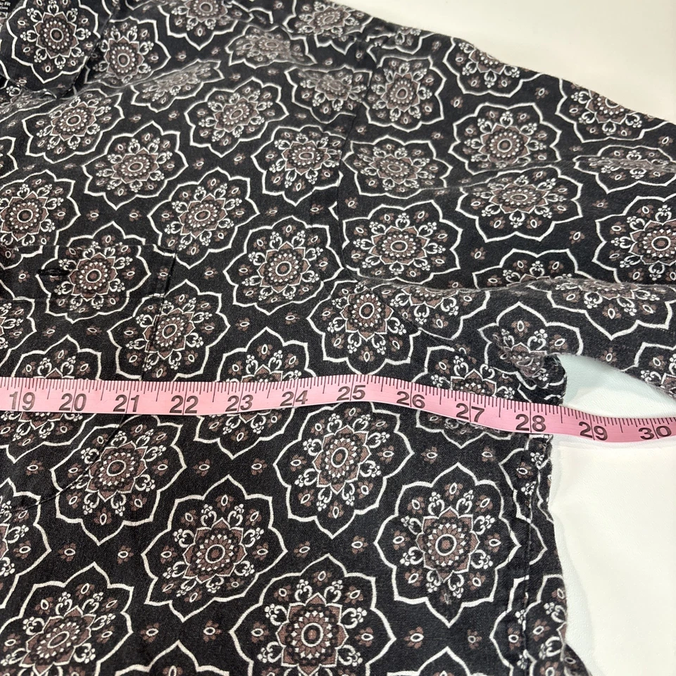 Paul Fredrick Negro Estampado Octágono Manga Corta 3XL Calce Clásico Lino Foto 3 de 4