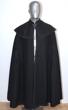Full Body Lenght Black Wool Burgundy Velvet 1901 Cloak Cape CASA SESENA Madrid
